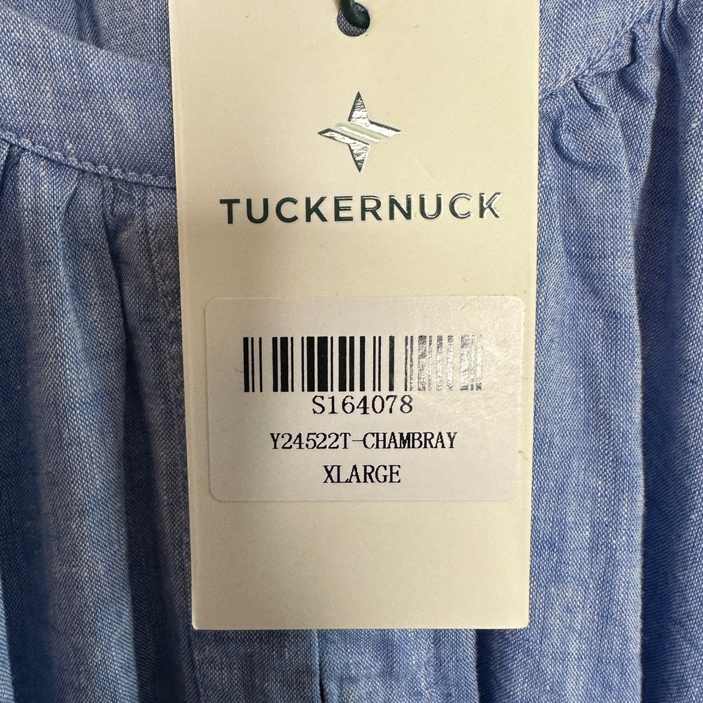 Tuckernuck Chambray Lyles Dress Blue Cotton Maxi Linen Size XL NWT - Picture 7 of 11